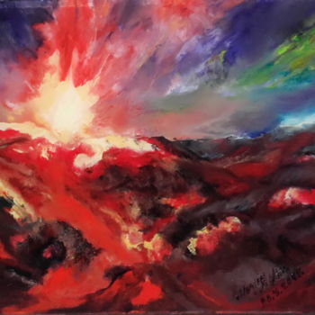 Schilderij getiteld "Nature - Volcano er…" door Marija Sviličić, Origineel Kunstwerk, Olie