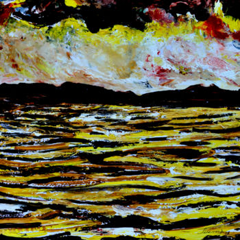 Ζωγραφική με τίτλο "MANASAROVAR LAKE-17" από Anandswaroop Manchiraju, Αυθεντικά έργα τέχνης, Ακρυλικό