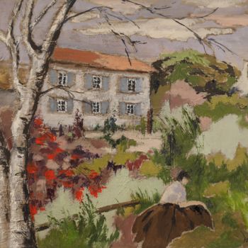 Peinture intitulée "La maison de Bures…" par Dominique Bertrand, Œuvre d'art originale