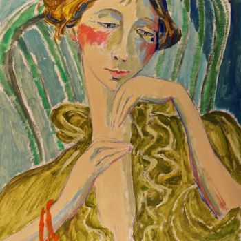 Peinture intitulée "Marie-Claire sur fa…" par Dominique Bertrand, Œuvre d'art originale