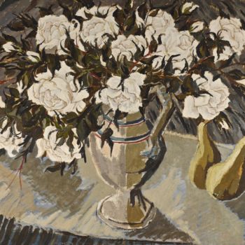 Peinture intitulée "Les roses blanches" par Dominique Bertrand, Œuvre d'art originale