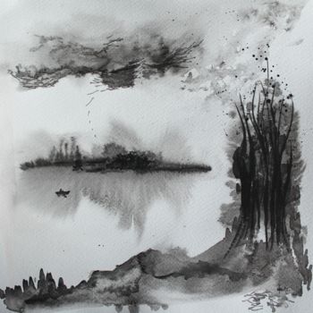 Peinture intitulée "Symphonie - encre d…" par Clau Redier-Clément, Œuvre d'art originale, Encre