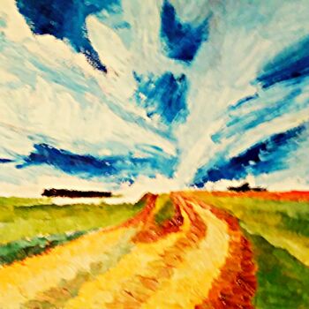 Painting titled "Le plaine de Vojvod…" by Slobodan Spasojevic (Spaki), Original Artwork, Oil
