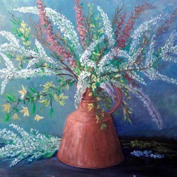 Painting titled "Branches de printem…" by Marian Cobos, Original Artwork, Oil