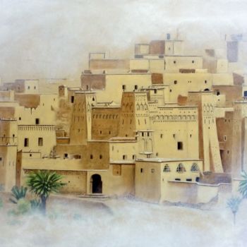 绘画 标题为“Ait-Ben-Addou” 由Noëlle Lassailly, 原创艺术品, 丙烯 安装在木质担架架上