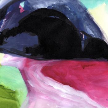 Painting titled "Rosario Beach Abstr…" by Janel Bragg, Original Artwork, Ink