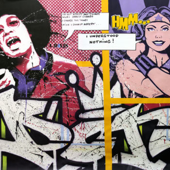 Painting titled "Angela davis Versus…" by Don, Original Artwork, Spray paint