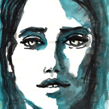 Dessin intitulée "Têtencre 8" par Edith Bos Boyer (EDITH DONC), Œuvre d'art originale, Encre