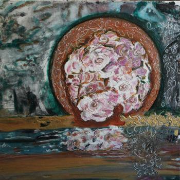 Schilderij getiteld "Flowers in the river" door Inaam Obaidi Onsi, Origineel Kunstwerk, Acryl
