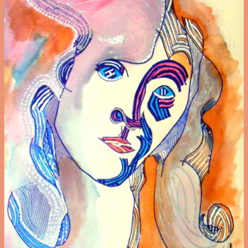 Drawing titled "venus aux boucles d…" by Mysane, Original Artwork, Ink