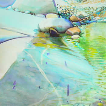 Painting titled "Sandy shore" by Emilia Amaro, Original Artwork, Watercolor