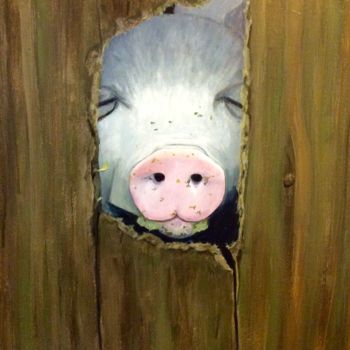 Ζωγραφική με τίτλο "Le cochon" από Noëlle Lassailly, Αυθεντικά έργα τέχνης, Ακρυλικό