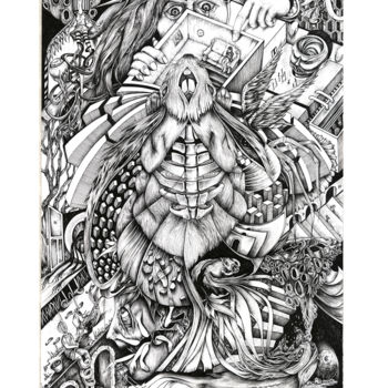 Drawing titled "Paranoia II" by Efe Efee, Original Artwork, Ink