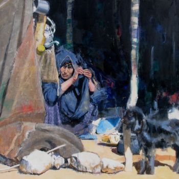 Peinture intitulée "La tente" par Annie Puybareau, Œuvre d'art originale, Huile