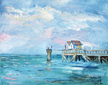 Peinture intitulée "Les cabanes sur la…" par Michel Hamelin, Œuvre d'art originale, Huile Monté sur Châssis en bois