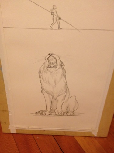 Tightrope-Lion progress 1 绘画 标题为“Tightrope-Lion prog…” 由Oberlin The Artist, 原创艺术品, 丙烯