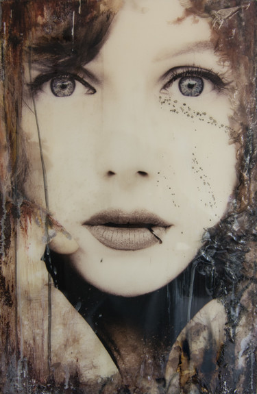 "Nikki II" (60x40x3cm) - Unique artwork on wood 绘画 标题为“"Nikki II" (60x40x3…” 由Rouzbeh Tahmassian, 原创艺术品, 丙烯