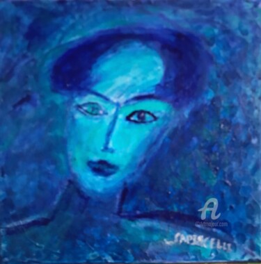 Peinture intitulée "La femme BLEUE" par Sapiacelli, Œuvre d'art originale, Acrylique