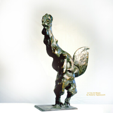 LE COQ DE BEPPE- METAL SCULPTURE BRONZE Rzeźba zatytułowany „LE COQ DE BEPPE- ME…” autorstwa Roberto Tagliazucchi, Oryginalna praca, Brąz