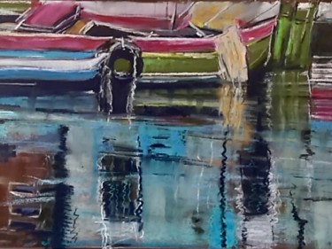 Peinture intitulée "Reflets dans l'eau" par Françoise Sorrel, Œuvre d'art originale