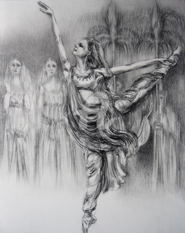 L'ultime danse de Nikiya Dessin intitulée "L'ultime danse de N…" par Walid Lemkecher, Œuvre d'art originale, Crayon