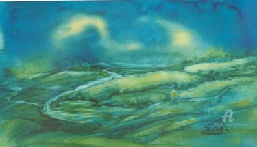 Painting titled "GREEN MAGIC OF NATU…" by Suddha Sama, Original Artwork, Watercolor