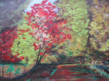 Pintura intitulada "PAISAGEM NA PRIMAVE…" por Romeo Zanchett, Obras de arte originais, Acrílico