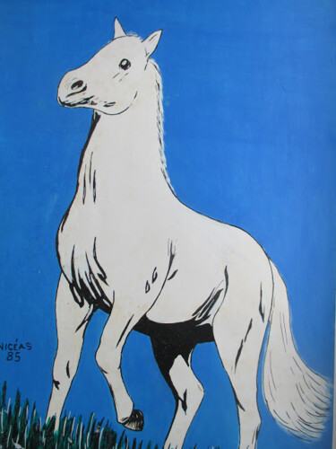Pintura intitulada "CAVALO BRANCO" por Romeo Zanchett, Obras de arte originais, Acrílico