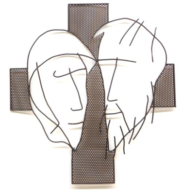 FRANCESCO E CHIARA 제목이 "FRANCESCO E CHIARA"인 조형물 Morgese Giovanni로, 원작, 금속