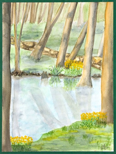 Peinture intitulée "sous-bois-damville-…" par Alice Queffelec, Œuvre d'art originale, Aquarelle