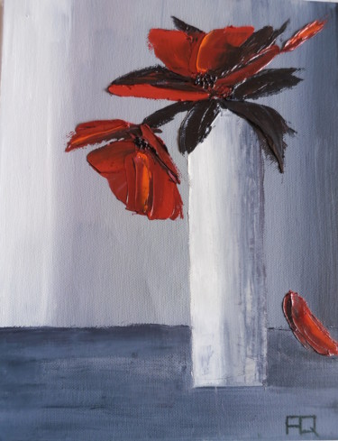 Peinture intitulée "vase-couteau-julien…" par Alice Queffelec, Œuvre d'art originale, Huile