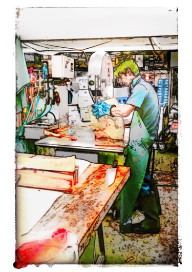 Arts numériques intitulée "tokyo fish market" par Nicole Rochedix, Œuvre d'art originale, Peinture numérique