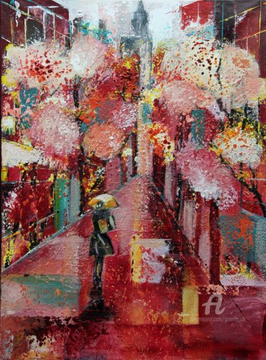 「Urban Blossom」というタイトルの絵画 Sylvie Penetによって, オリジナルのアートワーク, アクリル