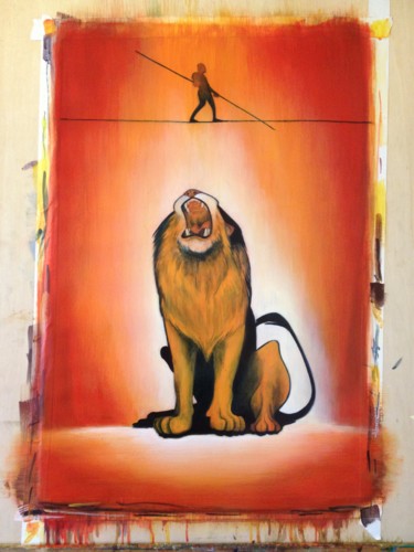 Tightrope-Lion progress 12 绘画 标题为“Tightrope-Lion prog…” 由Oberlin The Artist, 原创艺术品, 丙烯