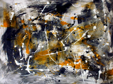 Alyssum - Abstraction -Abstract Art -Tons Noir, Jaune, Blanc Painting titled "Alyssum - Abstracti…" by Davidian Gotis Abstraction Abstraite, Original Artwork, Acrylic