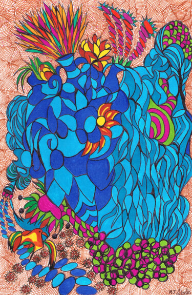 图画 标题为“le vase” 由Marie-José Sintes, 原创艺术品, 标记