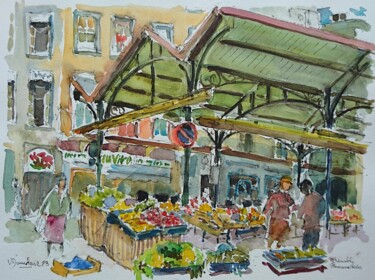 「Grenoble, Place aux…」というタイトルの絵画 Vincent Dumolardによって, オリジナルのアートワーク, 水彩画
