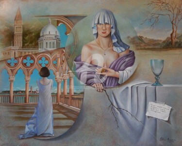 Contemplando a vida Peinture intitulée "Contemplando a vida" par Fatima Marques, Œuvre d'art originale, Huile