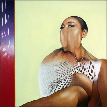 Peinture intitulée "elle risque 30 ans…" par Daniel Moline, Œuvre d'art originale, Huile Monté sur Autre panneau rigide