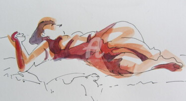 Peinture intitulée "croquis Natalia 2" par Anne-Marie Mary, Œuvre d'art originale