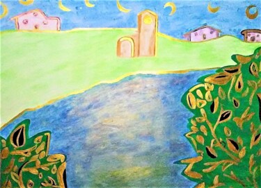 Painting titled "ISLA OF 8 MOONS" by Jmsbell, Original Artwork, Acrylic