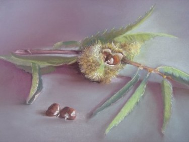 Drawing titled "chataignes" by Agnes Corre, Original Artwork, Pastel