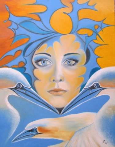 Peinture intitulée "Les fous de Bassan" par Alix, Œuvre d'art originale, Huile