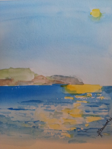 Peinture intitulée "♥ Clair de lune à l…" par Françoise Lanfroy-Rancurel, Œuvre d'art originale, Aquarelle
