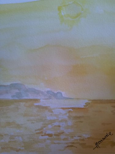Peinture intitulée "♥ Clair de lune à l…" par Françoise Lanfroy-Rancurel, Œuvre d'art originale, Aquarelle