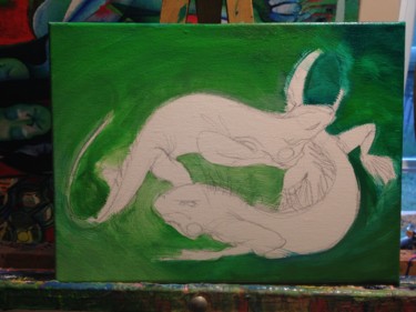 绘画 标题为“Iguana Painting 2” 由Oberlin The Artist, 原创艺术品, 丙烯