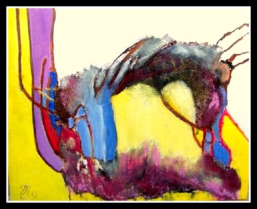 Peinture intitulée "dans le pré" par Mysane, Œuvre d'art originale, Huile