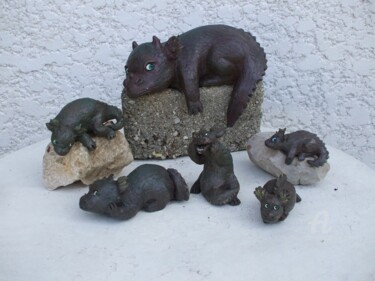 Sculpture intitulée "Gros dragon" par Simone Collet, Œuvre d'art originale, Terre cuite