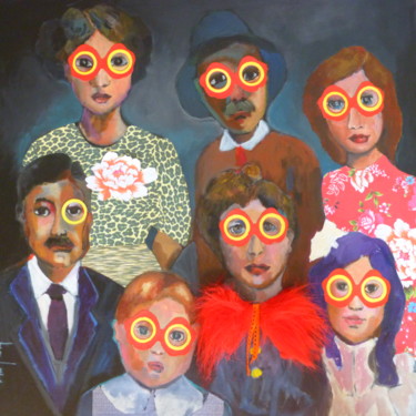 Peinture intitulée "la famille H AU SOL…" par Martine Flory, Œuvre d'art originale, Acrylique