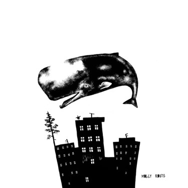 Dibujo titulada "WHALE" por Molly Route, Obra de arte original, Bolígrafo